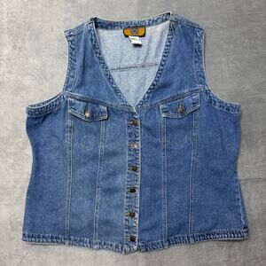 Vintage Baccini Blue Denim Vest Size 3x Button Front